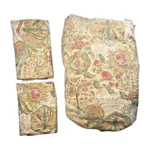 POTTERY BARN Delphine Pomegranate King Size Duvet Cover + 2 Euro Shams Set